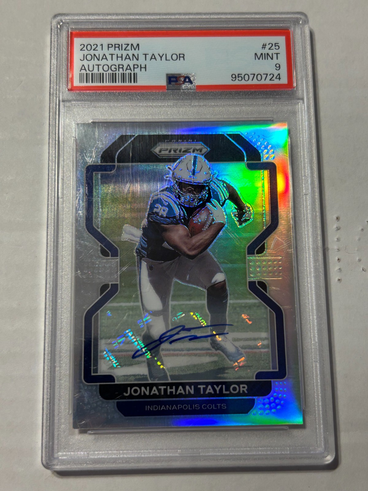 2021 Panini Prizm Jonathan Taylor #25 Silver True Auto PSA 9 Mint F3