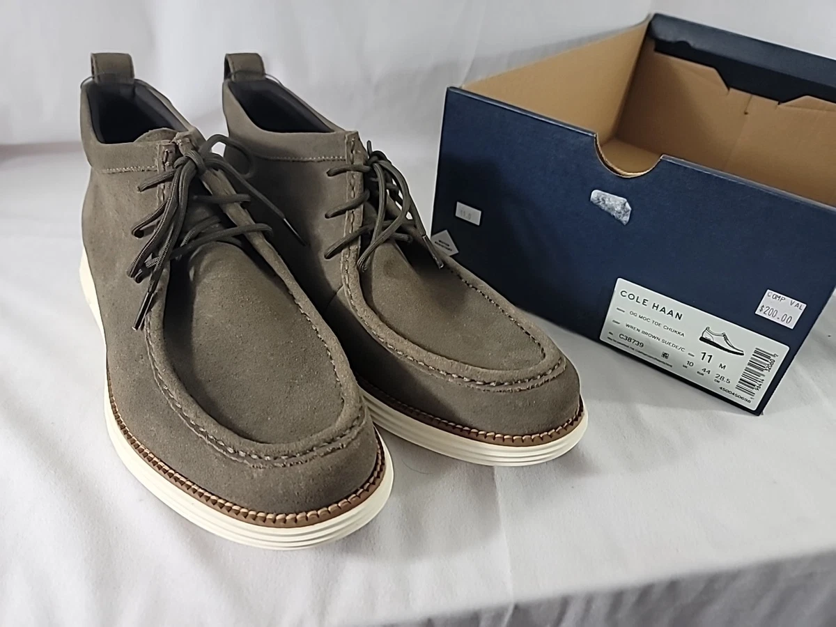 Cole Haan Grand.OS Men Size 11.5 M Grey Suede Moc Toe Chukka Boots C23433 Cole Haan Cushioned Suede Boots for Men for Sale | Shop New  main image 4
