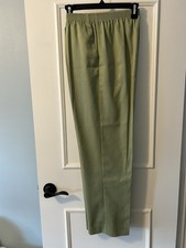 ALFRED DUNNER Womens Green Heather Elastic Waist 2 Pocket Pull On Pants Size 8