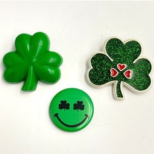 Vintage 80s Hallmark Patrick's Day Pin Shamrock Clover Hearts Smile Face Jewelry