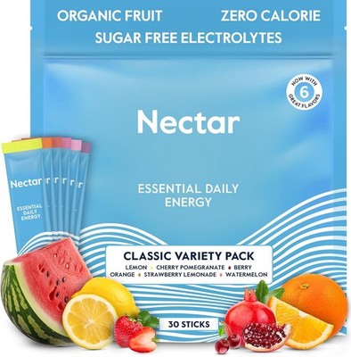 Nectar Energy Booster - Organic Caffeine, B12 Electrolytes, Sugar Free Drink Mix