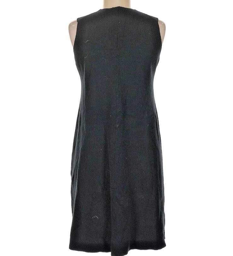 Clásico Elegante Vestido Túnica Eileen Fisher Cuello en V Mezcla de Lana Italiana en Negro PMed Foto 2 de 4