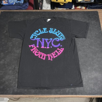 Vintage Cycle Sluts From Hell Shirt Ramones NYC Black Rock Metal 90s CBGB Club