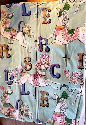 DearStella CAROUSEL HORSES Mint Background #154 1 1/2 Yds