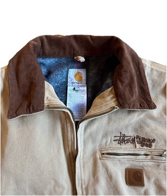 Authentic Carhartt WIP x Stussy Mens Beige Brown Insulated Work