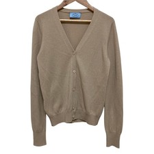 PRADA cashmere knit cardigan with elbow patches, size 42, beige. Women USED