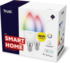 Trust E14 Smart Bulb WiFi Dimmable Candle, Colour Changing, 2 Pack
