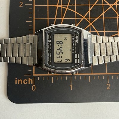 1980s Vintage Pulsar LCD Chronograph Digital Watch Y789-5059 New