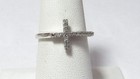 SOLID 10K WHITE GOLD CROSS RING W/ 16 ROUND NATURAL DIAMONDS SIZE 7 — photo 1