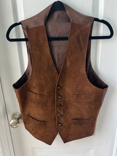 Vintage Leathercraft Mens Brown Suede Vest Western Cowboy Rodeo Size 40