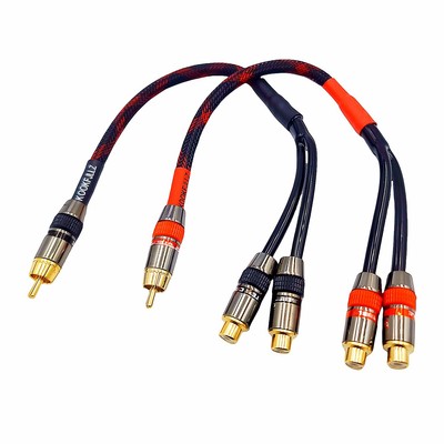 1ft RCA Y Splitte, 1 Male to 2 Female Shielded RCA Y Cable, 24k Gold Plated P...