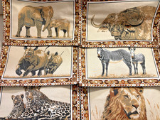 6 Safari Wildlife Inspired Cotton Placemats Zebra Lion Elephant Great Condition 6 Safari Wildlife Inspired Cotton Placemats Zebra Lion Elephant Great Condition