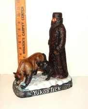 1986 Yukon Jack decanter w/ GRIZZLY BEARS & FISH National Audubon Society