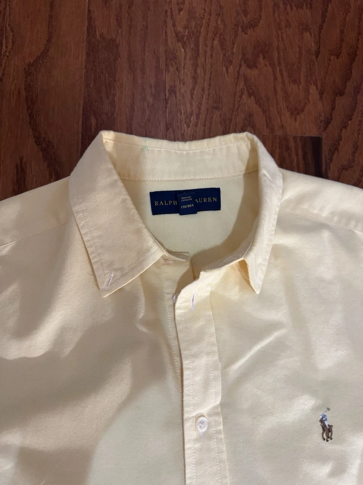 Polo Ralph Lauren Niños Oxford Camisa Abotonada XL Amarillo Bordado Poni 18-20 Foto 2 de 4