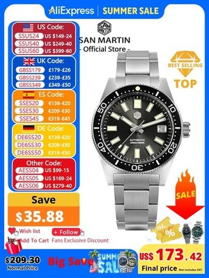 San Martin 62mas Diver Watch 39mm Classic NH35 Men Automatic Mechanical Watch