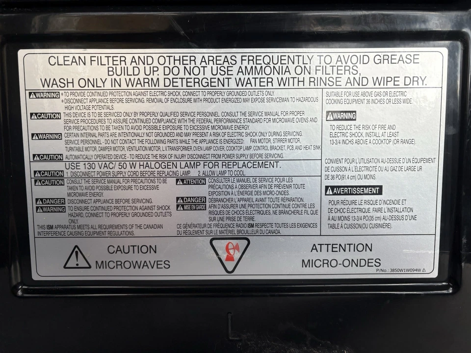 Horno microondas GE blanco sobre la gama 1,6 cúbicos Ft. 1000 vatios NUEVO PROBADO FUNCIONANDO Foto 4 de 4