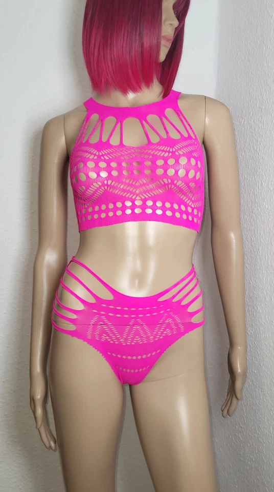 Dessous Set BH-Top+Panty, Gr. 32-42, S-L Pink Reiz Erotik Nacht Wäsche Damen Neu - Bild 2 von 4