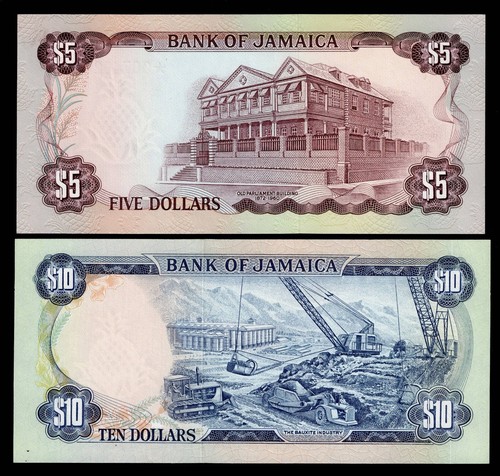 Jamaica Bank of Jamaica 1, 2, 5, 10 Dollars 1977 Specimens Unc - Picture 5 of 5