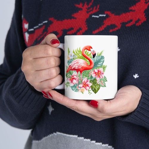 Taza Cerámica Flamenco Rosa - Regalos para Amantes del Flamenco, Taza de Café con Hibisco - Imagen 12 de 18