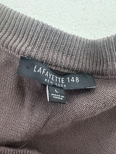 Lafayette 148 braune geknöpfte Damen-Cardigan Größe L Seidenstrick geschichtet Preppy - Bild 7 von 12