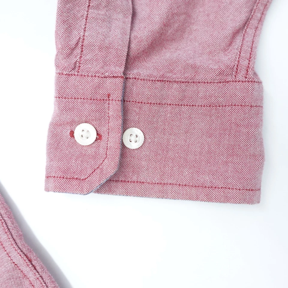 Camisa Nautica Casual Masculina Grande Gola Rosa Manga Longa Botão-Abaixo Ajuste Clássico - Imagem 3 de 4