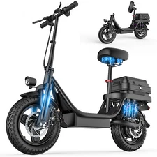 GQ8 Electric Scooter with Seat, Commuter Foldable, 48V 500W 17.5Ah Battery 20mph