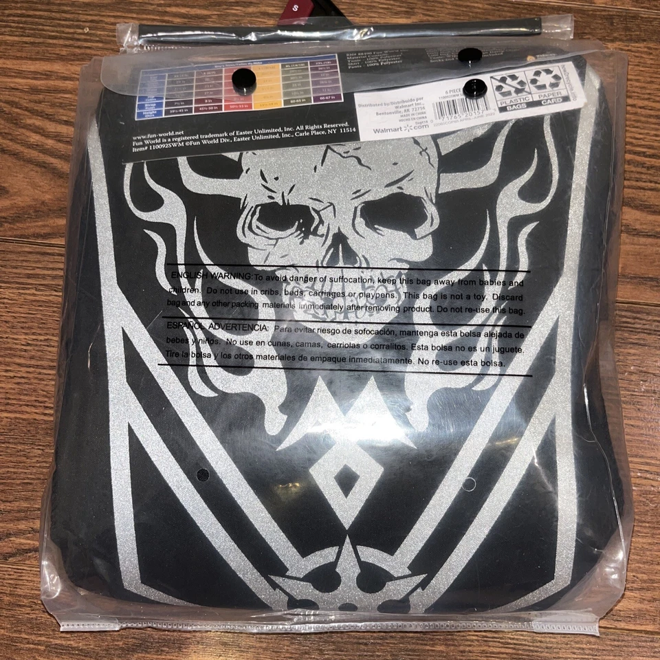 Skull Ninja Costume Silver Boys Youth Kids Small 6 Halloween Fun World Halloween - Image 4 of 4