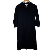 Vintage Chesley Black Long Sleeve Button Up Dress Shirt Collared Snap Closure