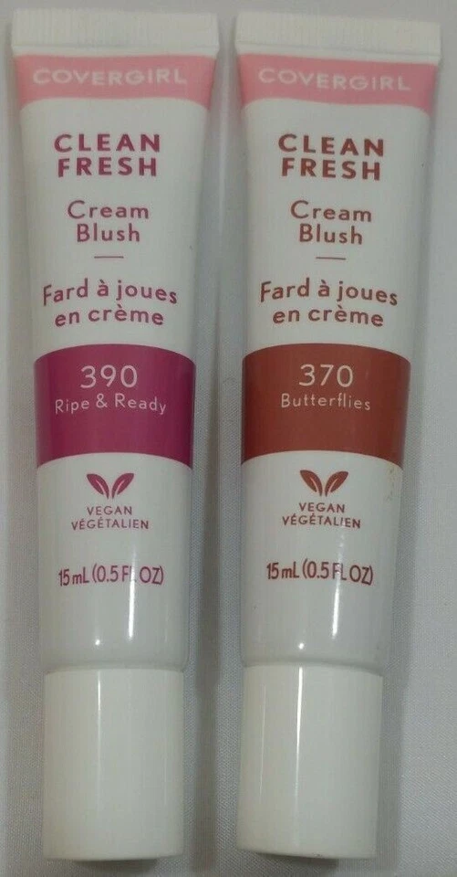 Rubor crema fresco limpio Covergirl ~ Lote de 2~370 mariposas y 390 maduras y listas Foto 3 de 4