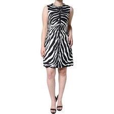 DOLCE & GABBANA Dress Black White Zebra A-line Sheath Mini IT42/US8/M 2330usd