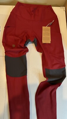 Fjallraven ABISKO TREKKING TIGHTS PRO W Small Red Gray Pants Active Outdoor NWT