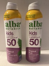 Lot Of 2- Alba Botanica Kids Sunscreen SPF 50 Tropical Fruit Clear Spray 6 oz ea 2.33 per gallon