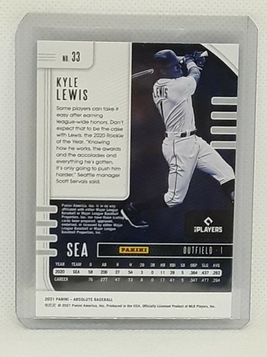 Kyle Lewis 2021 Panini Absolute Baseball - #33 - Seattle Mariners - Picture 2 of 2