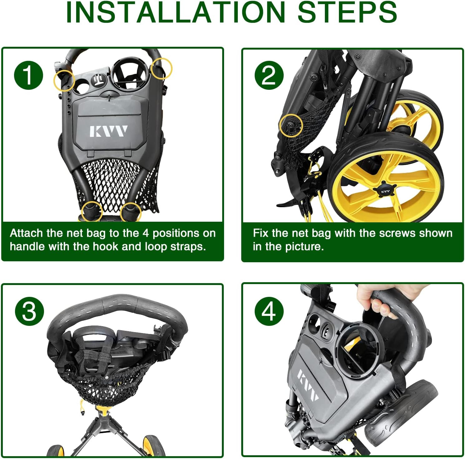 KVV Universal Golf Cart Organizer Polyester Net Mesh Storage Bag