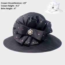 Crystal Bow Ribbon Kentucky Derby Wedding Hat Church Wide Brim Dressy Cocktail