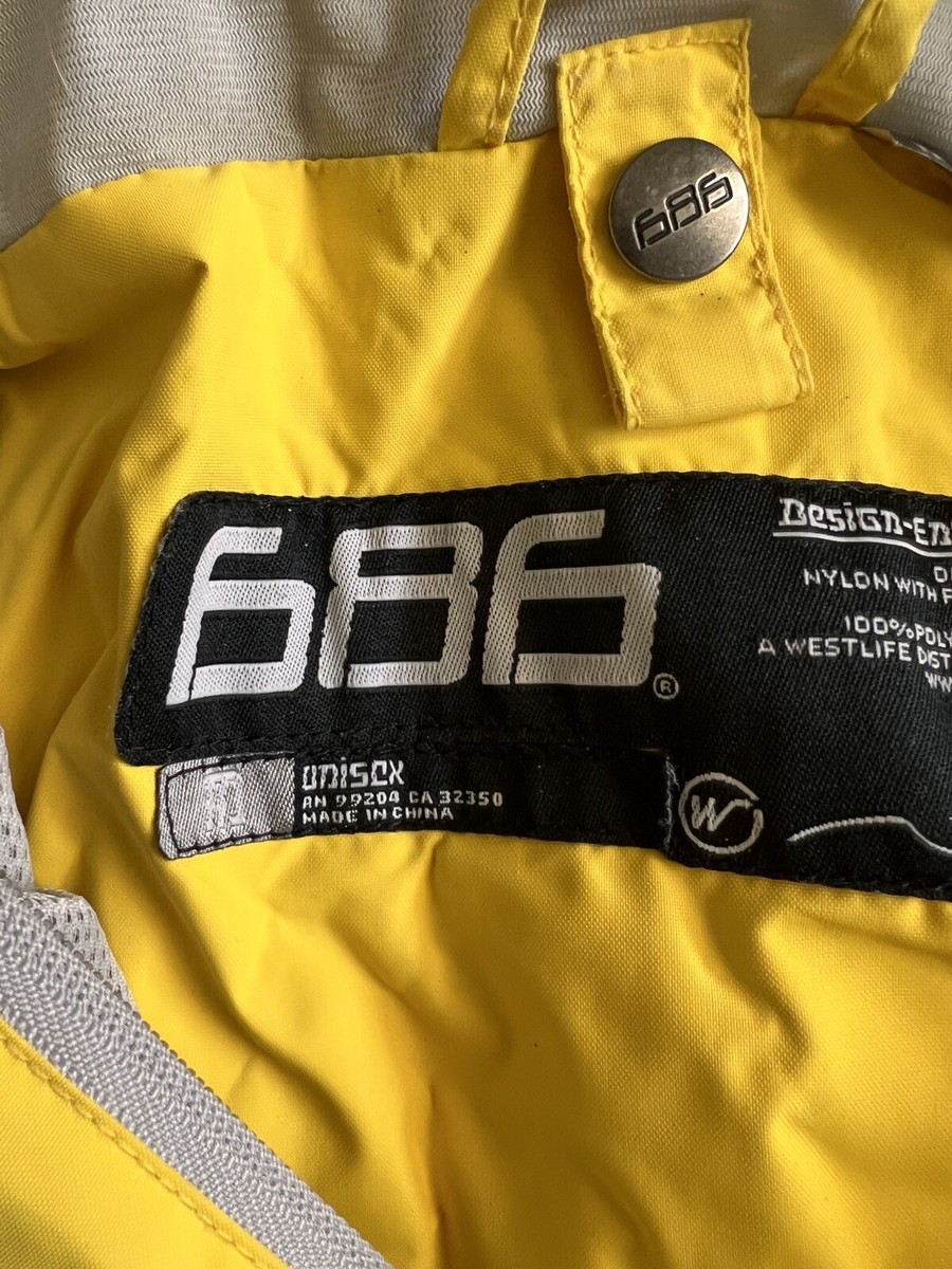 686 South Snowboard Ski Jacket Grey Yellow Sz Medium Unisex