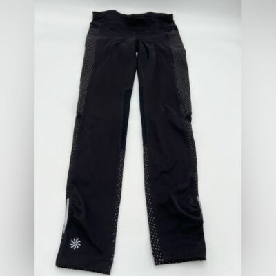Athleta dot be free black and gray reflective running leggings size XS.