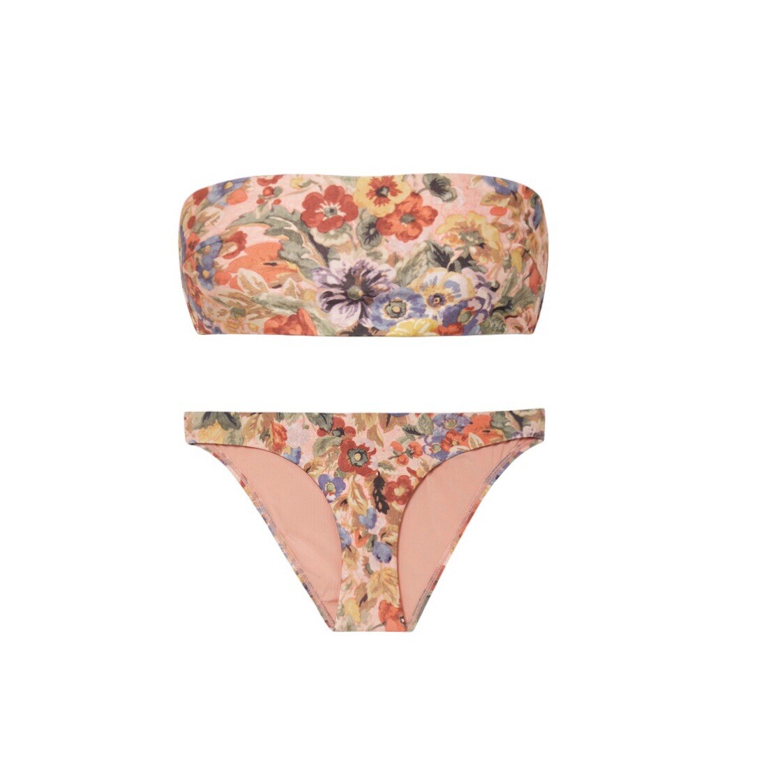 Zimmermann Lovelorn Bandeau Bikini Antique Rose — Size US 4-6