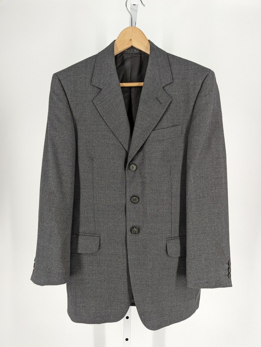 FENDI ジャケット　38 Fendi Vtg Pinstripe Gray 3 Button Blazer Size 46 Italy 38