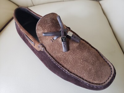 LOUIS VUITTON Men Loafers Boat Deck Brown Suede Leather UK /9 US Ret  $1,200
