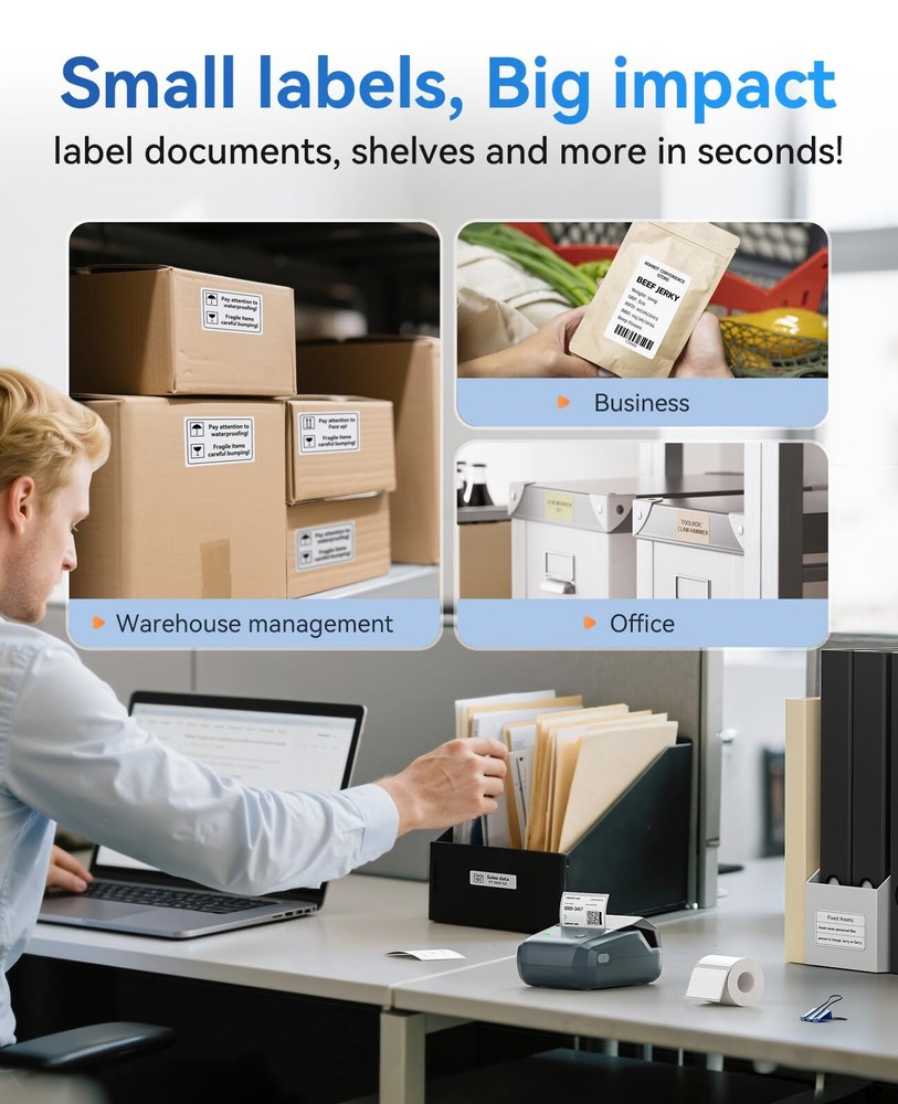 B1 Thermal Label Printer Machine with Tape Easy to Use for Office Organization