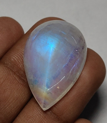 Excellent 6A Quality Natural Rainbow Moonstone Sugar Loaf Fire Both Side Stone