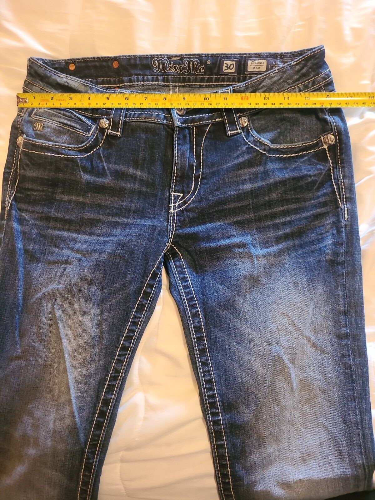 Miss Me Boot Cut Denim Jeans Cross Pockets 30X34 … - image 9