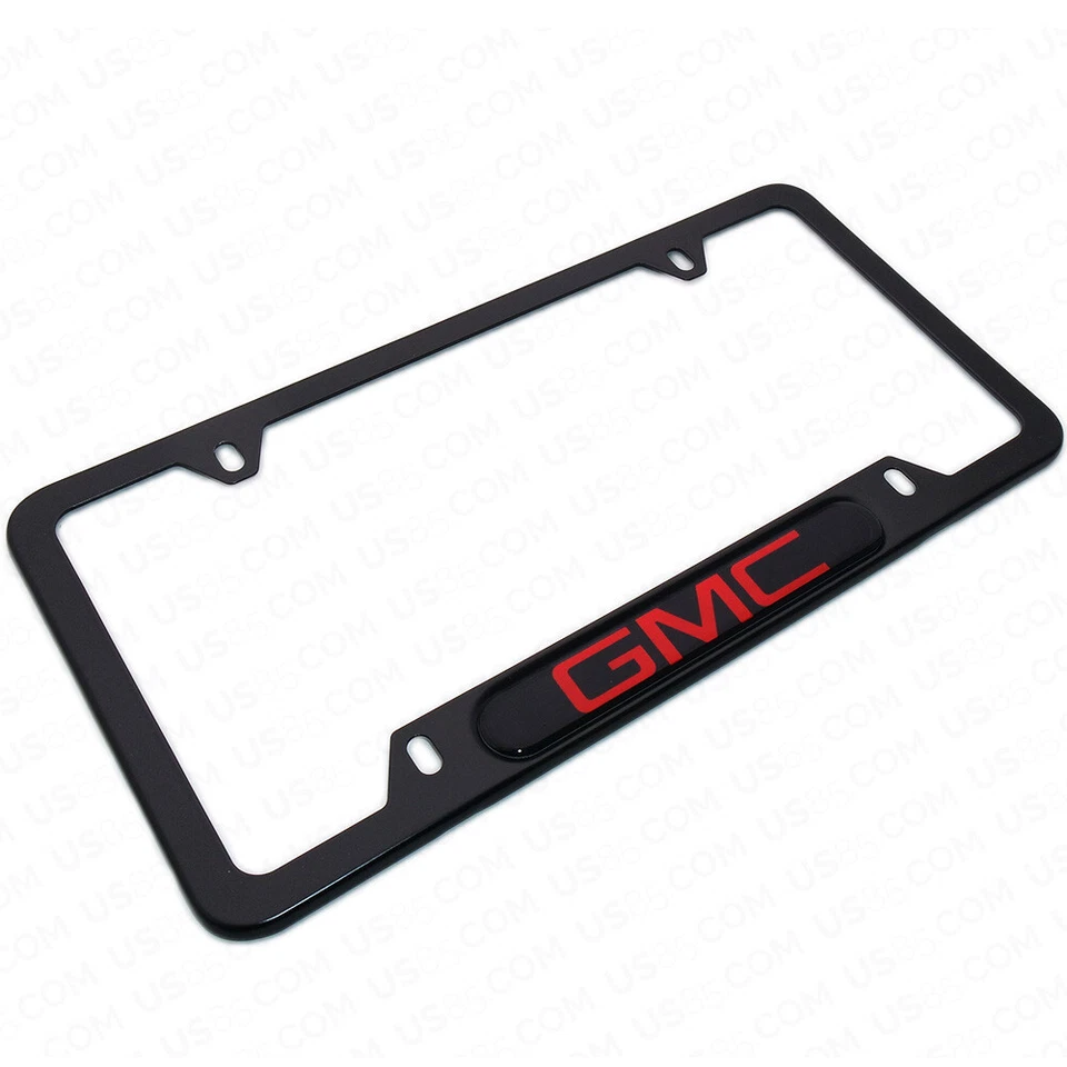 Cubierta de marco de matrícula emblema trasero delantero de acero inoxidable negro regalo - GMC Foto 4 de 4