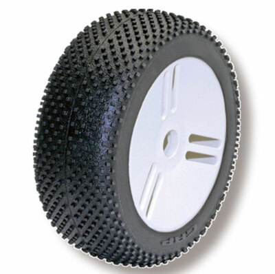 GRP GMW10A 1:8 Buggy MAXI Tyres - Soft premounted on White Rims - Set of 4