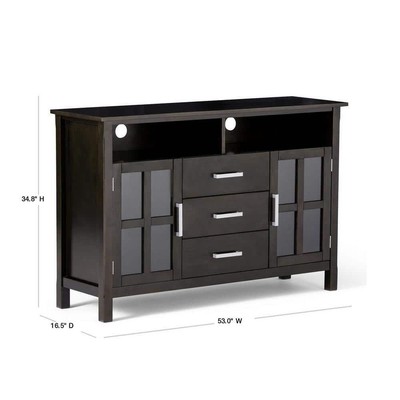 Simpli Home TV Media Stand 34.8'' H X 53'' W, Wood For TVs up to 60'' Hickory Brown