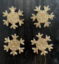 Vintage Gold Glitter Snowflake Button Covers