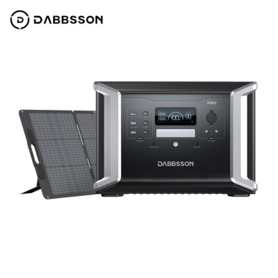 Dabbsson 2400W 1382Wh Tragbare Powerstation LiFePO4+Faltbar 210W Solarpanel IP67