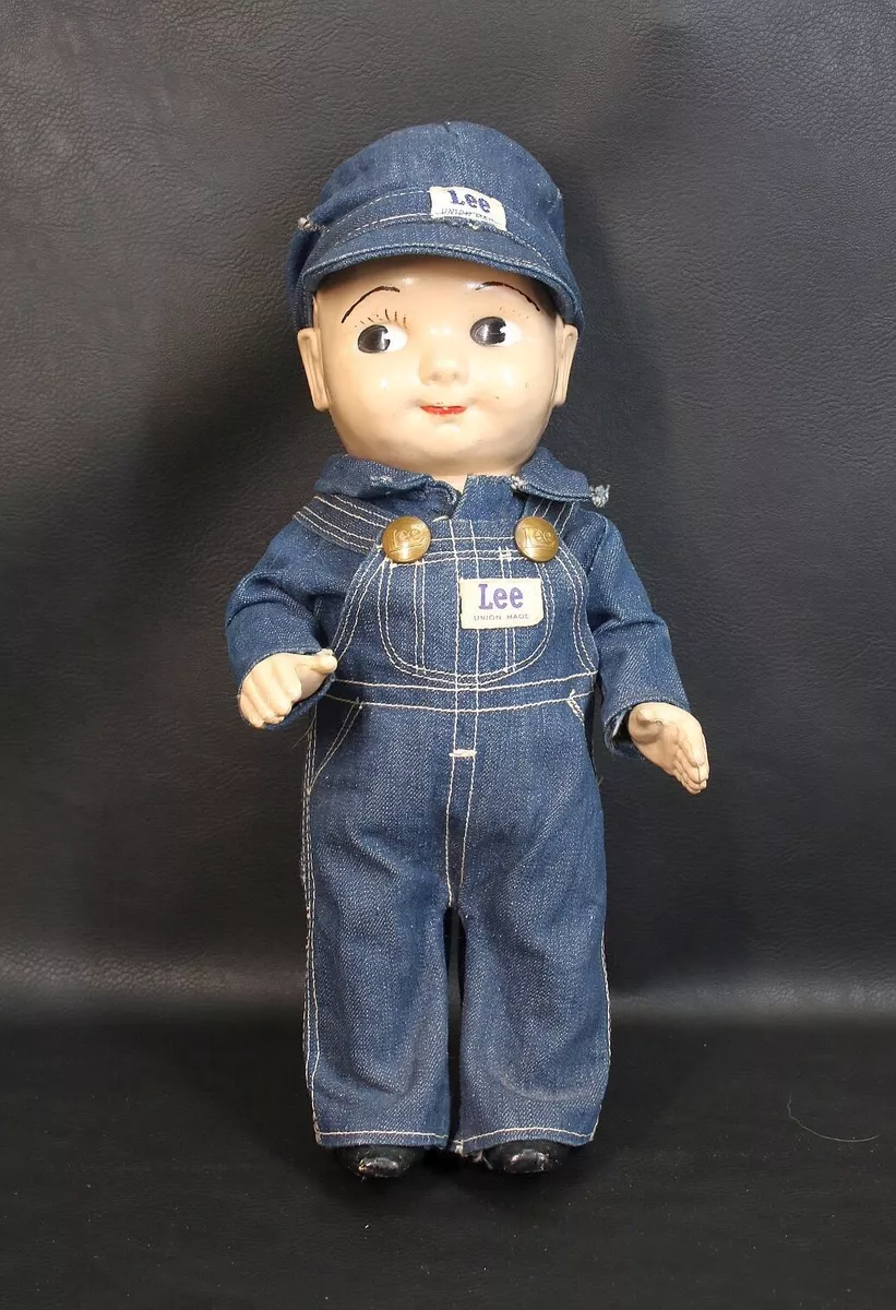 Vintage Buddy Lee Composition Doll Union Made Overalls Jeans 