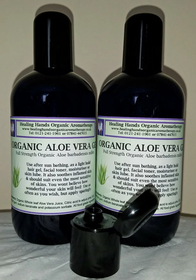 HEALING HANDS ORGANIC AROMATHERAPY Natural Certified Organic Aloe Vera Gel - 500mls (2 x 250ml bottles)